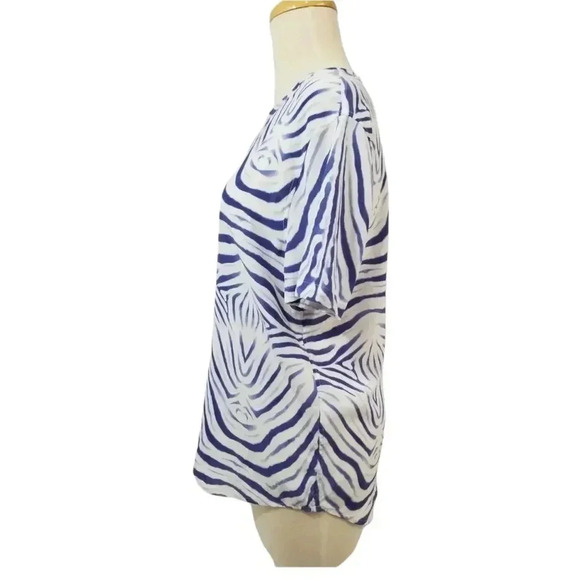 {Equipment}  Riley Endangered Tee in Bright White Zebra Print Silk Blouse - Picture 4 of 13